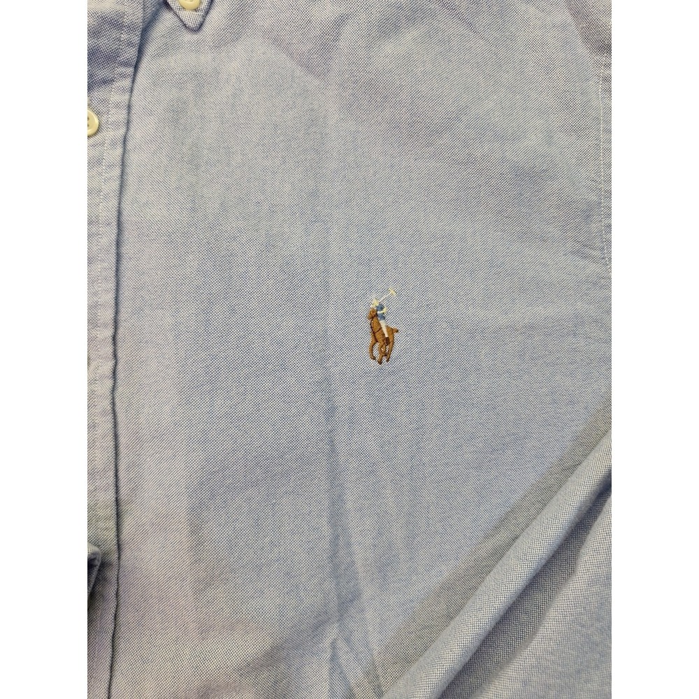 Polo Ralph Lauren Mens Slim Fit XL Blue Chambray Flesh Pony Preppy Golf Office - Picture 3 of 12